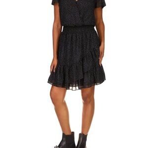 Michael Kors Tiered Tuelle Glitter Mini Dress Black/Silver NWT - Size: Small